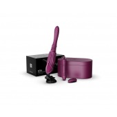 Фиолетовая секс-машина с функцией нагрева, насадками и присоской Sesh - Zalo - купить с доставкой в Долгопрудном