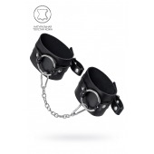 Черные оковы из толстой кожи с люверсами - Pecado - купить с доставкой в Долгопрудном