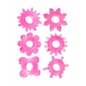 Набор из 6 розовых эрекционных колец с различным рельефом - Erowoman-Eroman - в Долгопрудном купить с доставкой