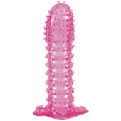 Гелевая розовая насадка с шипами - 12 см. - Toyfa Basic - в Долгопрудном купить с доставкой