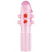 Гелевая розовая насадка с шариками и шипами - 14 см. - ToyFa - в Долгопрудном купить с доставкой