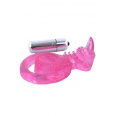 Розовая вибронасадка со стимулятор клитора   Язычок - Toyfa Basic - в Долгопрудном купить с доставкой