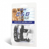 Утяжка на пенис на замочке Duo Cock And Ball Lock - BlueLine - купить с доставкой в Долгопрудном