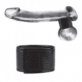 Чёрная утяжка на мошонку 1  Velcro Ball Stretcher - BlueLine - купить с доставкой в Долгопрудном