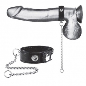 Утяжка на пенис с поводком Snap Cock Ring With 12  Leash - BlueLine - купить с доставкой в Долгопрудном