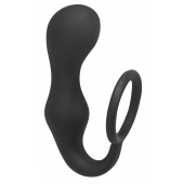 Чёрное эрекционное кольцо с анальной пробкой Double Pleasure Anal Plug - Lola Games - в Долгопрудном купить с доставкой