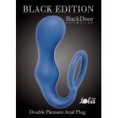 Синее эрекционное кольцо с анальной пробкой Double Pleasure Anal Plug - Lola Games - в Долгопрудном купить с доставкой