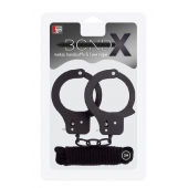 Чёрные наручники из листового металла в комплекте с веревкой BONDX METAL CUFFS LOVE ROPE SET - Dream Toys - купить с доставкой в Долгопрудном