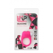 Розовое эрекционное кольцо с щеточкой LIT-UP SILICONE STIMU RING 5 - Dream Toys - в Долгопрудном купить с доставкой