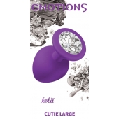 Большая фиолетовая анальная пробка Emotions Cutie Large с прозрачным кристаллом - 10 см. - Lola Games - купить с доставкой в Долгопрудном