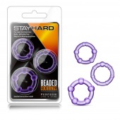 Набор из 3 фиолетовых эрекционных колец Stay Hard Beaded Cockrings - Blush Novelties - в Долгопрудном купить с доставкой