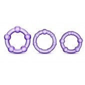 Набор из 3 фиолетовых эрекционных колец Stay Hard Beaded Cockrings - Blush Novelties - в Долгопрудном купить с доставкой