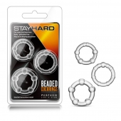 Набор из 3 прозрачных эрекционных колец Stay Hard Beaded Cockrings - Blush Novelties - в Долгопрудном купить с доставкой