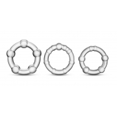 Набор из 3 прозрачных эрекционных колец Stay Hard Beaded Cockrings - Blush Novelties - в Долгопрудном купить с доставкой