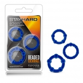Набор из 3 синих эрекционных колец Stay Hard Beaded Cockrings - Blush Novelties - в Долгопрудном купить с доставкой
