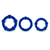 Набор из 3 синих эрекционных колец Stay Hard Beaded Cockrings - Blush Novelties - в Долгопрудном купить с доставкой
