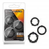 Набор из 3 чёрных эрекционных колец Stay Hard Beaded Cockrings - Blush Novelties - в Долгопрудном купить с доставкой
