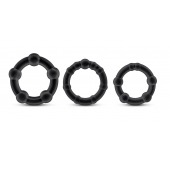 Набор из 3 чёрных эрекционных колец Stay Hard Beaded Cockrings - Blush Novelties - в Долгопрудном купить с доставкой
