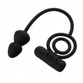 Чёрное эрекционное кольцо с вибропулькой и анальным хвостом - Erotist Adult Toys - в Долгопрудном купить с доставкой