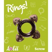 Чёрное эрекционное кольцо Rings Screw - Lola Games - в Долгопрудном купить с доставкой