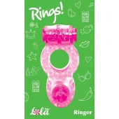 Розовое эрекционное кольцо с вибрацией Rings Ringer - Lola Games - в Долгопрудном купить с доставкой