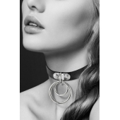 Черный чокер с двумя кольцами - Bijoux Pour Toi - купить с доставкой в Долгопрудном