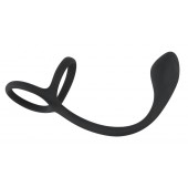 Эрекционное кольцо с утяжкой на мошонку и анальным плаг Black Velvets - Orion - в Долгопрудном купить с доставкой