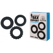 Набор из 3 рельефных эрекционных колец Sex Expert - Sex Expert - в Долгопрудном купить с доставкой