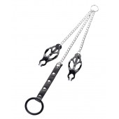 Черно-серебристые зажимы для сосков с кольцом для пениса TOYFA Metal - ToyFa - купить с доставкой в Долгопрудном