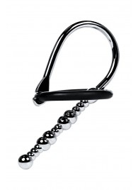 Серебристый уретральный плаг-бусины TOYFA Metal с мягким фиксириющим кольцом - ToyFa - купить с доставкой в Долгопрудном