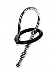 Серебристый уретральный плаг-бусины TOYFA Metal с мягким фиксириющим кольцом - ToyFa - купить с доставкой в Долгопрудном