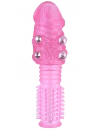 Стимулирующая розовая насадка с шишечками и шипами - 13,5 см. - Toyfa Basic - в Долгопрудном купить с доставкой