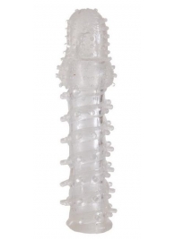 Прозрачная, закрытая насадка с шипами и точками - 13,5 см. - Toyfa Basic - в Долгопрудном купить с доставкой
