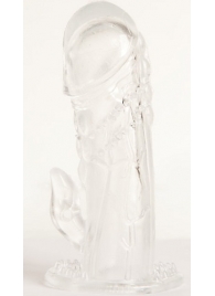 Прозрачная гелевая насадка с клиторальным отростком - 13 см. - Toyfa Basic - в Долгопрудном купить с доставкой