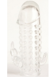 Гелевая прозрачная насадка с 2 отростками - 13 см. - Toyfa Basic - в Долгопрудном купить с доставкой