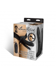 Полый страпон с двумя отростками и вибрацией Unisex Vibrating Hollow Strap-On Double Penetrating Dildo - 17,8 см. - Lux Fetish - купить с доставкой в Долгопрудном