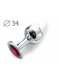 Коническая серебристая анальная втулка с малиновым кристаллом - 8,2 см. - Anal Jewelry Plug - купить с доставкой в Долгопрудном