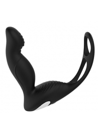 Черный вибромассажер простаты P-PLEASER W ERECTION ENHANCE - Dream Toys - в Долгопрудном купить с доставкой