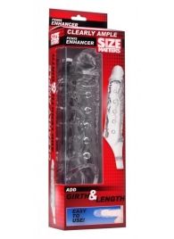Прозразная закрытая насадка на пенис с поддержкой мошонки Clearly Ample Penis Enhancer - 22 см. - XR Brands - в Долгопрудном купить с доставкой