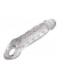 Прозразная закрытая насадка на пенис с поддержкой мошонки Clearly Ample Penis Enhancer - 22 см. - XR Brands - в Долгопрудном купить с доставкой
