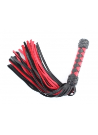 Черно-красная клеть с плетеной ручкой с ромбовидным узором - 45 см. - БДСМ Арсенал - купить с доставкой в Долгопрудном