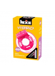 Розовое эрекционное виброкольцо Luxe VIBRO  Ужас Альпиниста  + презерватив - Luxe - в Долгопрудном купить с доставкой