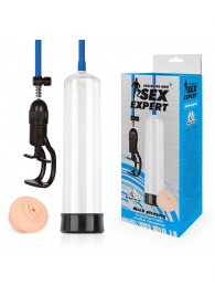 Прозрачная вакуумная помпа Sex Expert с насадкой-вагиной - Sex Expert - в Долгопрудном купить с доставкой