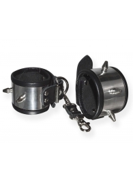 Серебристо-черные наручники с шипами и металлическим блеском - Sitabella - купить с доставкой в Долгопрудном