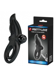 Черное силиконовое эрекционное кольцо с вибрацией и подхватом мошонки - Baile - в Долгопрудном купить с доставкой