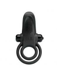 Черное силиконовое эрекционное кольцо с вибрацией и подхватом мошонки - Baile - в Долгопрудном купить с доставкой