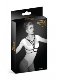 Черная упряжь на грудь Laura - Bijoux Pour Toi - купить с доставкой в Долгопрудном