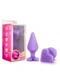 Фиолетовая анальная пробка Naughty Candy Heart Do Me Now - 8,9 см. - Blush Novelties - купить с доставкой в Долгопрудном