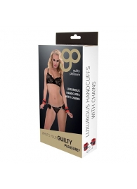 Красно-чёрные наручники на металлической цепочке - Blush Novelties - купить с доставкой в Долгопрудном