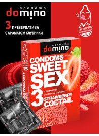 Презервативы для орального секса DOMINO Sweet Sex с ароматом клубничного коктейля  - 3 шт. - Domino - купить с доставкой в Долгопрудном